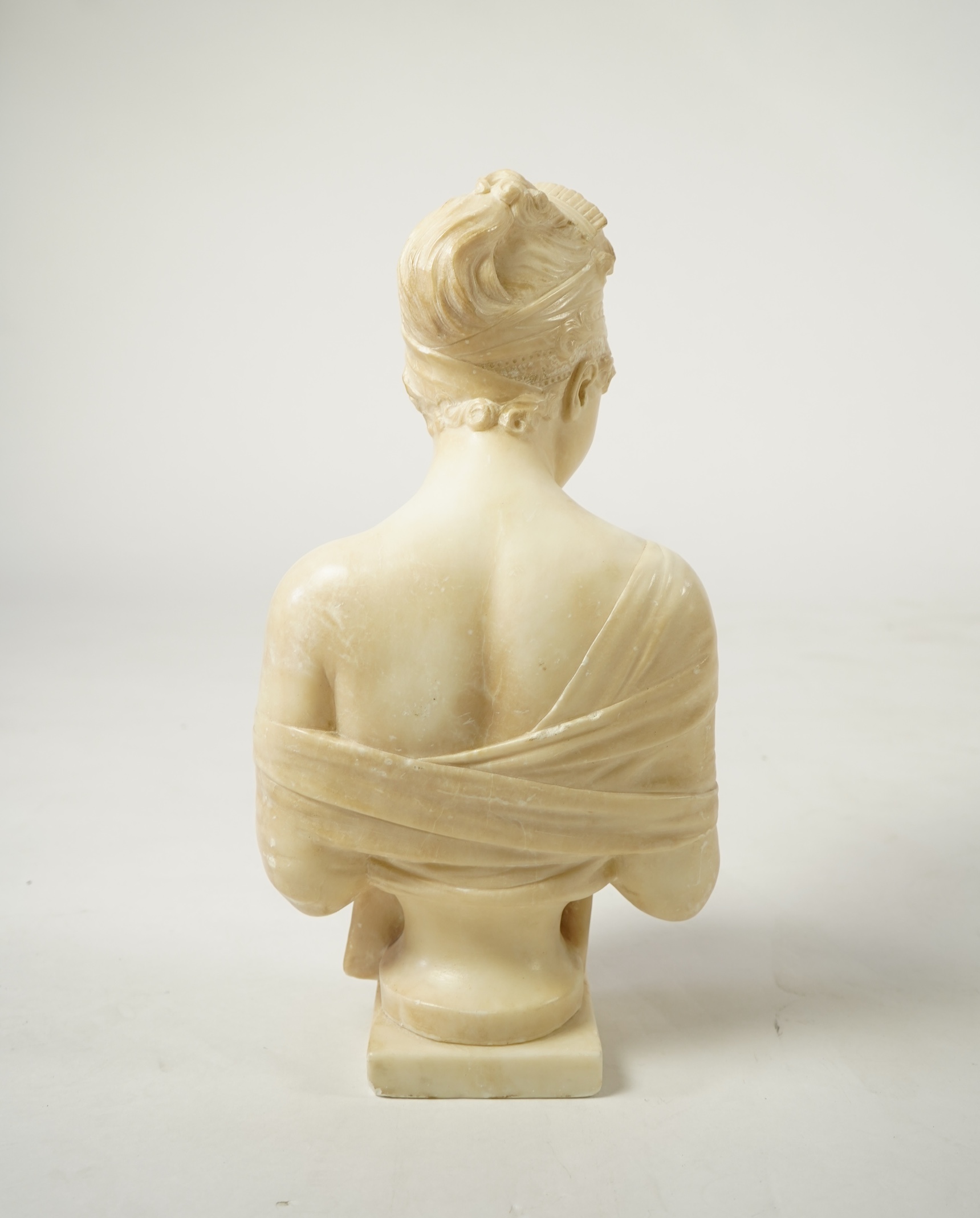 After Joseph Chinard, an alabaster bust of Madame Recamier, late 19th century
